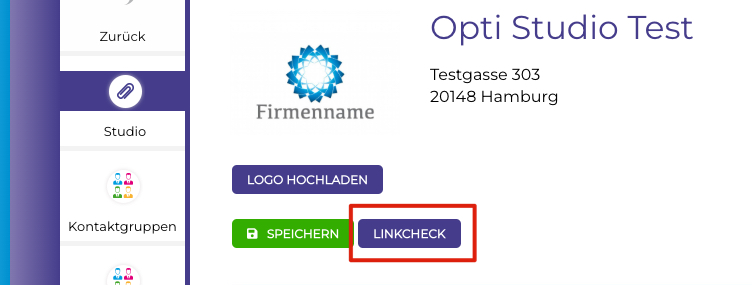 Button für den LinkCheck in OptiOffice