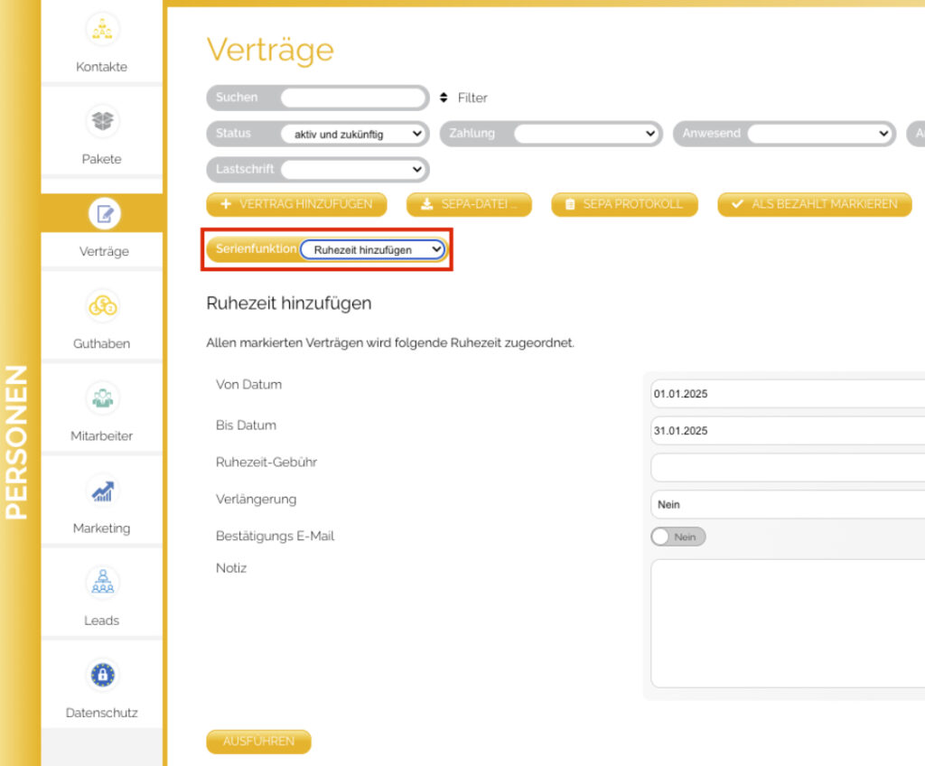 Ruhezeiten in OptiOffice über die Serienfunktion hinzufügen