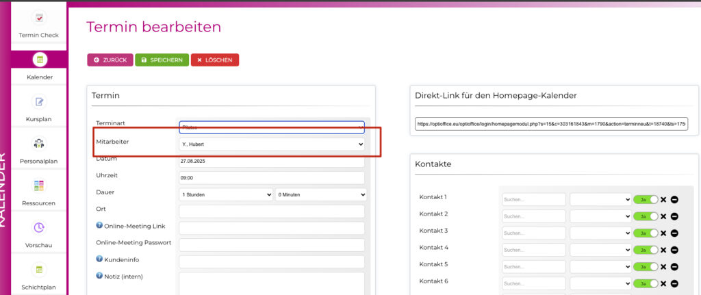 Mitarbeiter in der Terminererstellung in OptiOffice